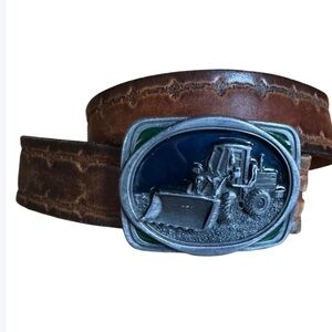 Vintage leather belt with Bergamot Brass Works Tonkin front loader buckle
